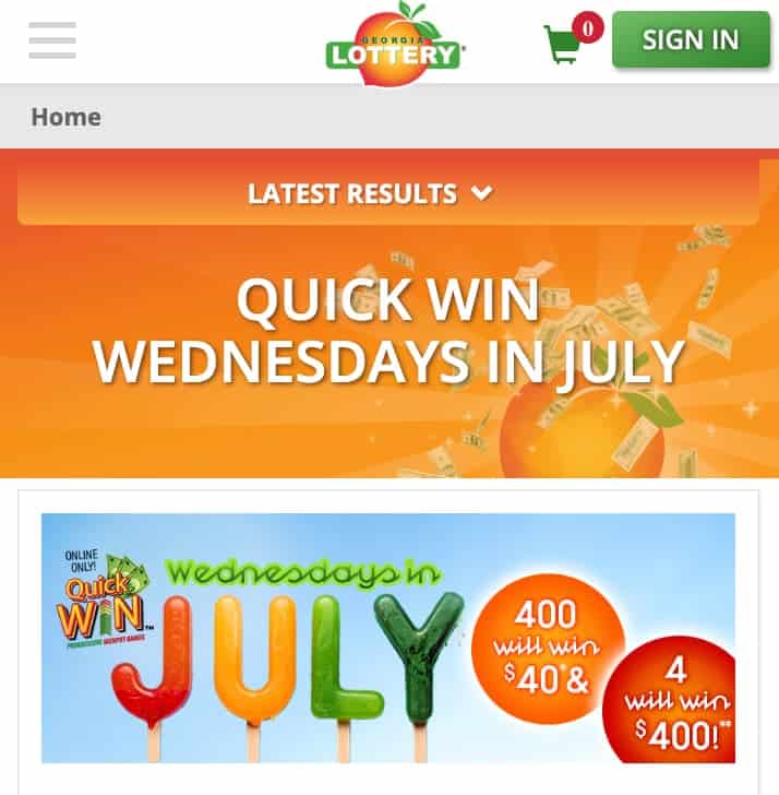 Quick Win Wednesdays in July 2025 GA Lottery promo.